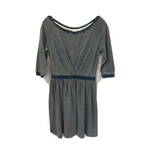 Anthropologie Postmark Dress Womens Size Small Striped Blue & White Elbow Patch